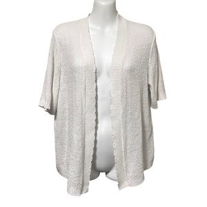 Perceptions New York White Knit Open Cardigan Short Sleeve Sweater